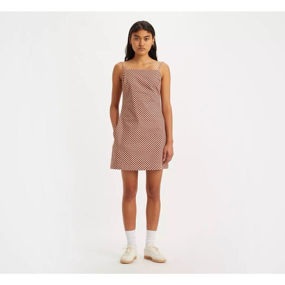 Levi’s Danny Mini Dress Checkered Geometric Pattern Size XS Cotton Retro 90’s Wm